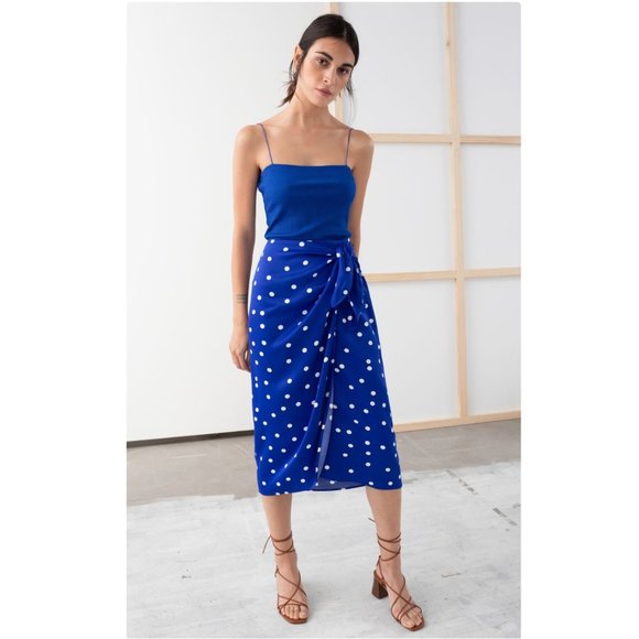 & Other Stories Dresses & Skirts - & Other Stories satin knot tie midi wrap skirt
